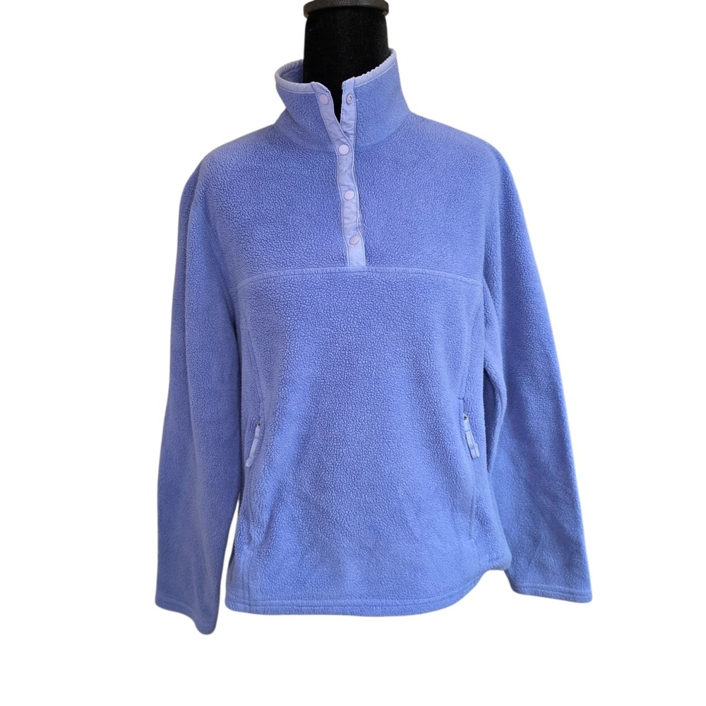 L.L. Bean Women's Blue Lavender Fleece Snap Pullover Jacket Size Medium
